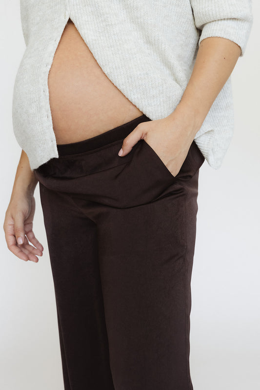 The Yarrow Satin Pants - Chocolate Brown