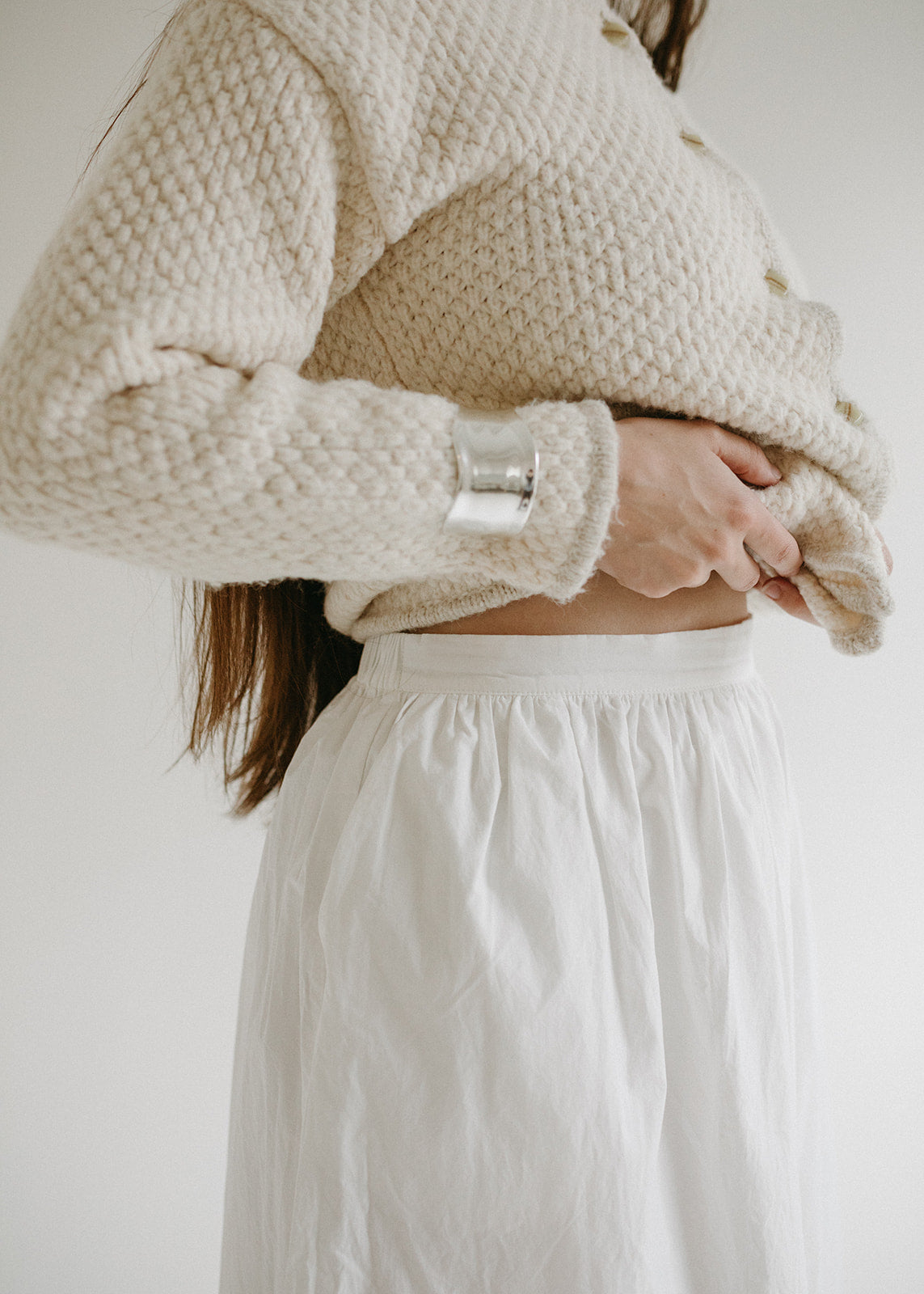 The Sandy White Poplin Skirt