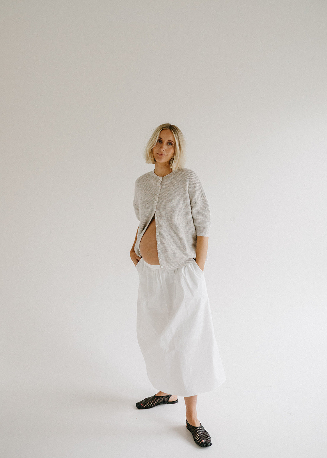 The Sandy White Poplin Skirt