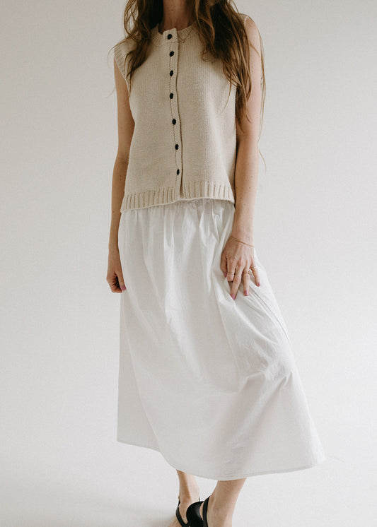 The Sandy White Poplin Skirt