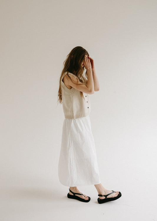 The Sandy White Poplin Skirt