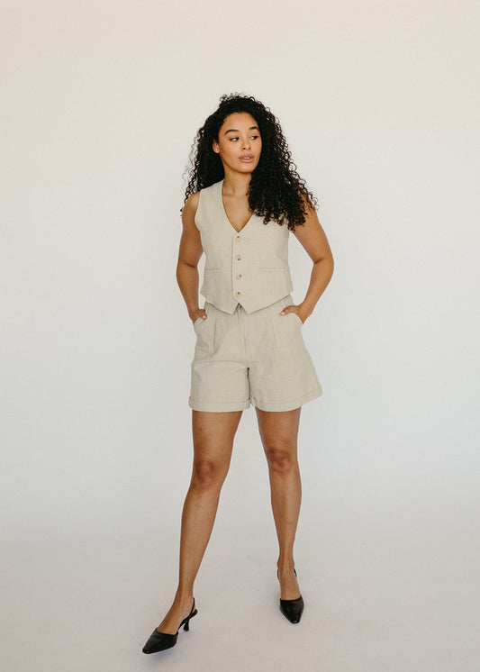 The Sofia Tailored Vest - Linen