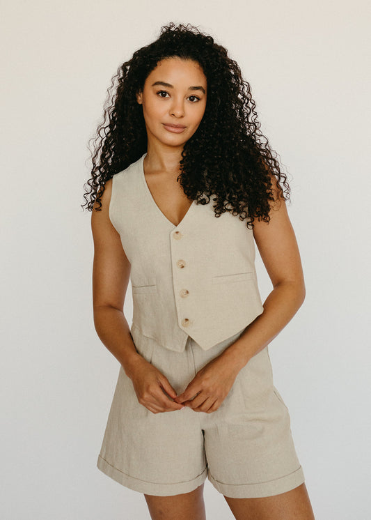 The Sofia Tailored Vest - Linen