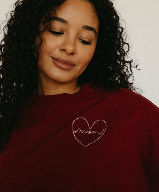 The Love, Mom Crewneck - Maroon