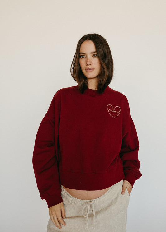 The Love, Mom Crewneck - Maroon