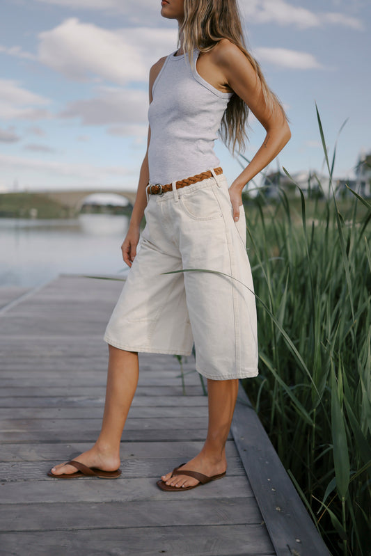 The Nantucket Off White Denim Shorts