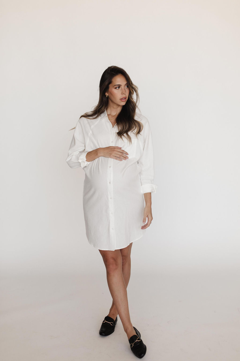 The Classic Button Up Shirt Dress - White