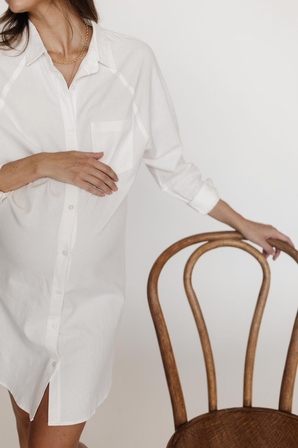 The Classic Button Up Shirt Dress - White