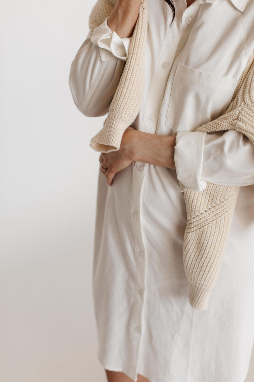 The Classic Button Up Shirt Dress - White