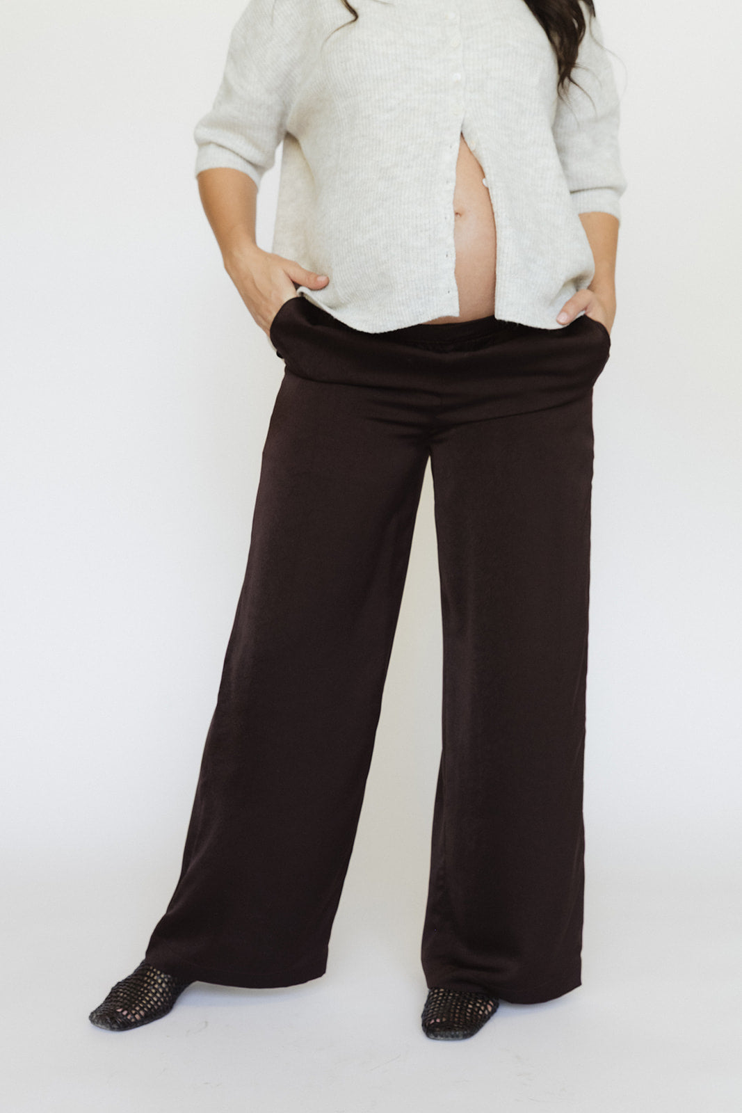 The Yarrow Satin Pants - Chocolate Brown