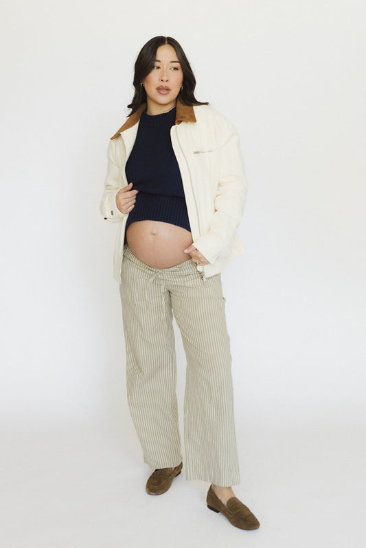 The Nellie Beige Striped Pants