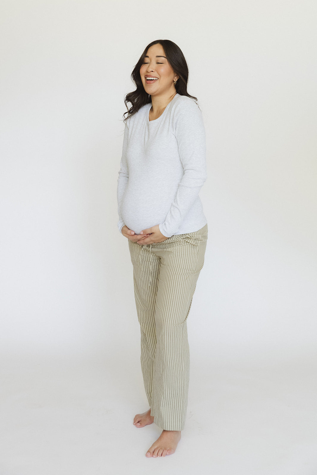 The Nellie Beige Striped Pants
