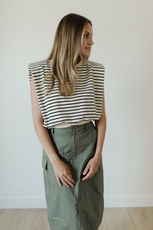 The Afton French Terry Top - Striped
