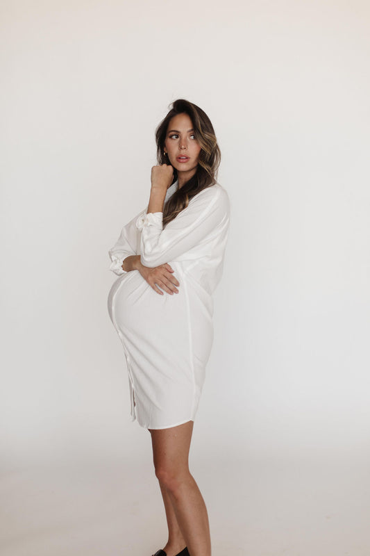 The Classic Button Up Shirt Dress - White
